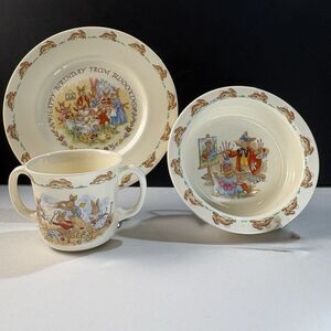 Vintage Bunnykins Royal Doulton Lot 3pc Plate Bowl Mug Mixed Themes